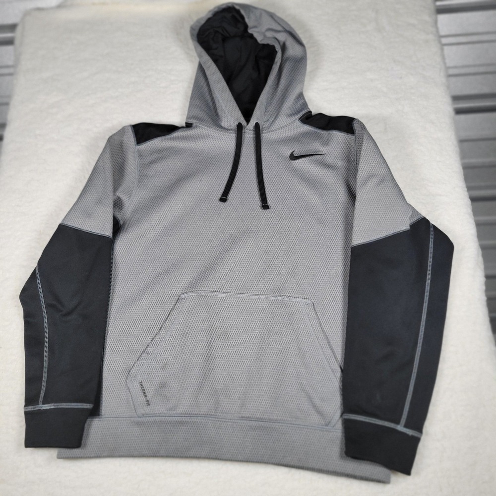 Nike Therma-FIT Hoodie Mens‎ Size Large Grey Black Pullover Training 597790-075